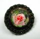Antique Glass Button Reverse Intaglio Rose Design Under Crystal Top Buttons photo 2