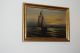 19th C Oil On Canvas Sailing Ship At Sea With Dingy With Men Signed Folk Art photo 9