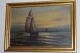19th C Oil On Canvas Sailing Ship At Sea With Dingy With Men Signed Folk Art photo 4