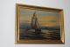 19th C Oil On Canvas Sailing Ship At Sea With Dingy With Men Signed Folk Art photo 5