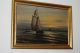 19th C Oil On Canvas Sailing Ship At Sea With Dingy With Men Signed Folk Art photo 6
