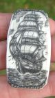 Nautical Scrimshaw Art,  Three Masted Tall Ship,  Money Clip,  Folding Knife/knives Scrimshaws photo 1