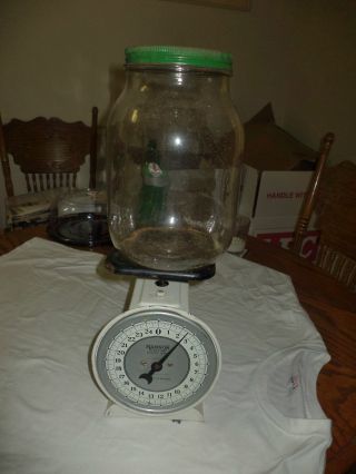 Vintage Hanson Utility Scale With Old Cracker Jar Made In Chicago Il photo