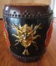 Antique Hand Crafted Asian Lacquered Gilded Rice Bucket Baskets photo 5