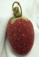 Antique Victorian Strawberry Velvet & Ribbon Sewing Pin Cushion Emery Tool Old Pin Cushions photo 1