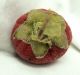 Antique Victorian Strawberry Velvet & Ribbon Sewing Pin Cushion Emery Tool Old Pin Cushions photo 2