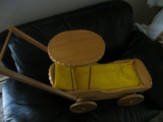Wood Stroller Baby Doll Carriage Handmade? Shape W/pads photo