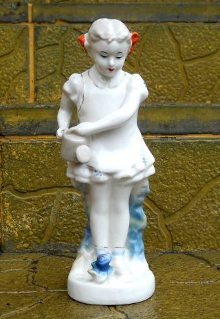 Old And Rare Soviet Russian Ukrainian Porcelain Figurine Girl 50s Ussr photo