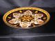 Handmade Decorative Plate Manousakis Keramik Greece Gold Wh Blk Yell Mint 9.  5 