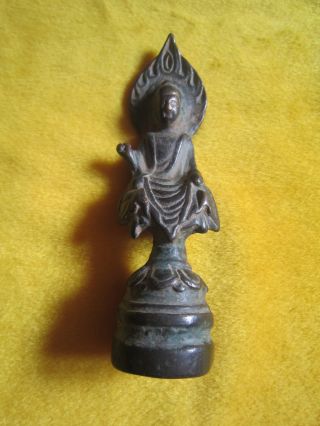 Autique Chinese Copper Carved Lotus Buddha photo