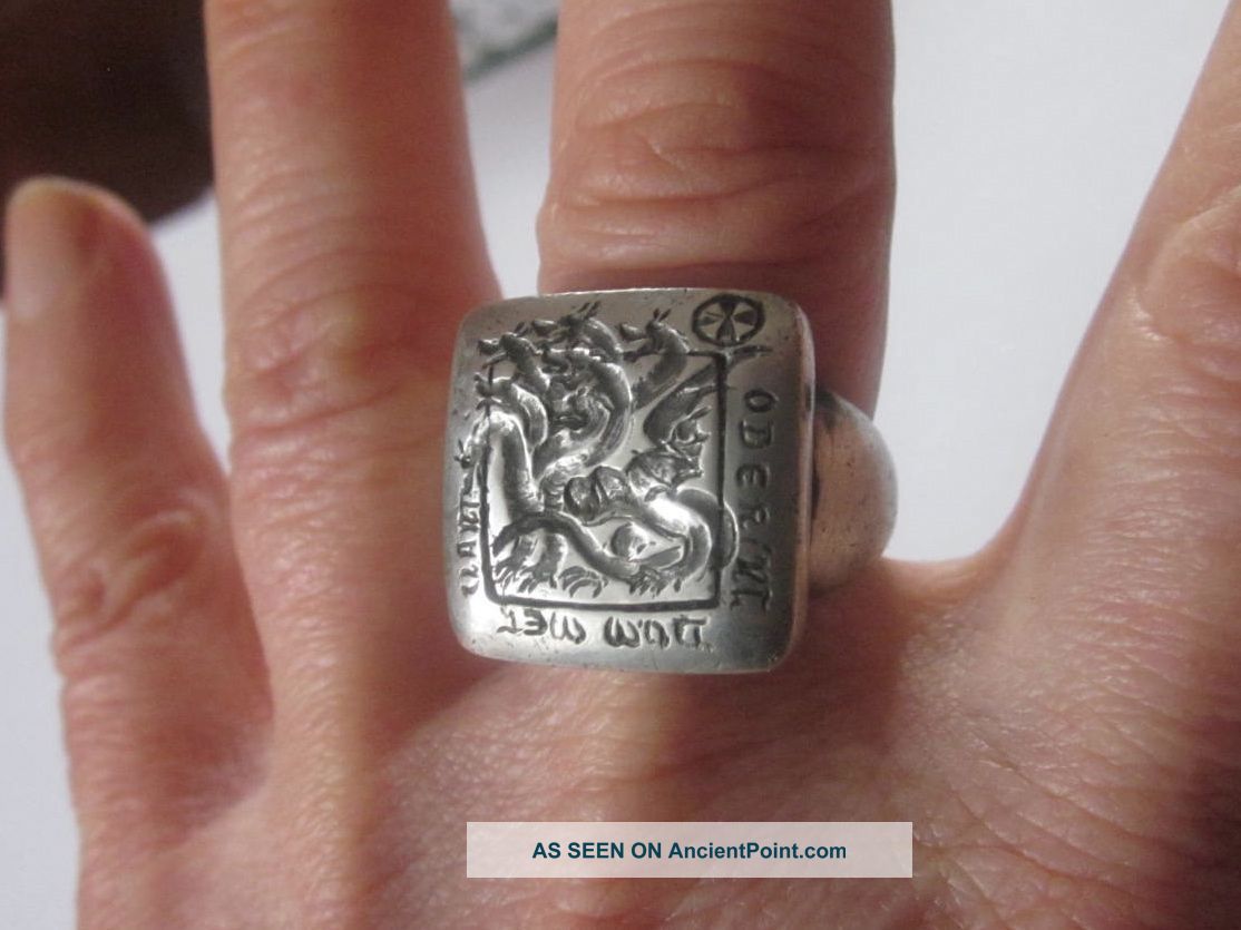 Victorian Silver Ring With Seven - Dragon - Headed - Hydra 
