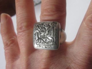 Victorian Silver Ring With Seven - Dragon - Headed - Hydra 
