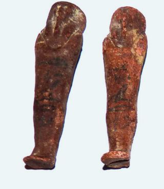 Two Egyptian Wax Shabtis For Irtureru Ir.  T - Hr - R.  R - W photo