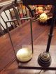 Early 1800 ' S Antique Hand Forged Iron And Brass Balance Scale Wood Base Weights Primitives photo 1