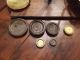 Early 1800 ' S Antique Hand Forged Iron And Brass Balance Scale Wood Base Weights Primitives photo 5