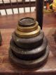 Early 1800 ' S Antique Hand Forged Iron And Brass Balance Scale Wood Base Weights Primitives photo 6