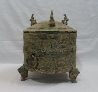 A001 Antiques China Rare Bronze Food Pot Vessel photo