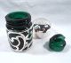 Fabulous Antique Art Nouveau Silver Overlay & Green Glass Perfume Scent Bottle Bottles, Decanters & Flasks photo 1