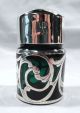 Fabulous Antique Art Nouveau Silver Overlay & Green Glass Perfume Scent Bottle Bottles, Decanters & Flasks photo 4