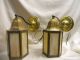 1907 Antique Slag Glass Outdoor Brass Lighting Fixtures W/new Wiring Chandeliers, Fixtures, Sconces photo 1