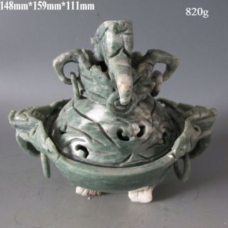 Old Antique Chinese Jade Hand - Carved Incense Burner&lid Nr photo