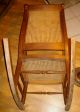 Vintage Mid Century Cane Back Rocking Chair And Foot Stool 1900-1950 photo 3