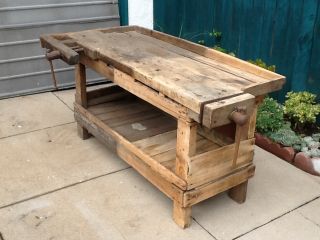 Vintage Carpenters Wood Table Bench Old photo