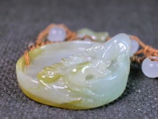 Vintage Chinese Three Rat On Tray Carved A Jadeite Jade Pendant photo