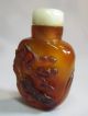 Rare Antique Carved Snuff Bottle With Jade Stopper & Tusk Spoon Snuff Bottles photo 3