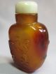 Rare Antique Carved Snuff Bottle With Jade Stopper & Tusk Spoon Snuff Bottles photo 6