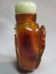 Rare Antique Carved Snuff Bottle With Jade Stopper & Tusk Spoon Snuff Bottles photo 7