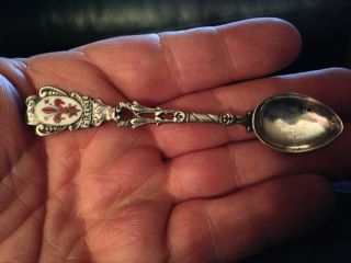 Antique Vintage Miniature Firenze Italy Enameled.  800 Silver Spoon photo