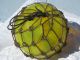 Antique Japanese Glass Fish Net Floats - Yellow - Large Fishing Nets & Floats photo 1