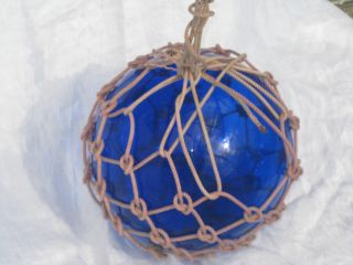 Antique Japanese Glass Fish Net Floats - Deep Dark Blue - Medium photo