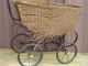 Vintage Wicker Baby Doll Carriage Buggie Stroller Metal 17 X 20 