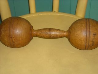 Anitque Wooden Dumbell - Circa 1890 - 1.  5 Lbs photo