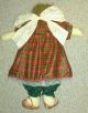 Primitive Fabric Folk Art Angel Doll,  Plaid Dress,  Wings,  Pants Vintage Signed Primitives photo 2