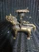 Set,  4 Antique Brass Candleholders In The Form Of Foo Dogs Other photo 4