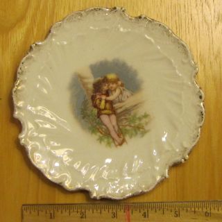 Antique Plate: Romeo & Juliet As Young Children.  Signed W 5.  Over 100 - Yrs - Old photo