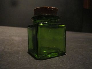 Antique Vintage Style 18th 19th Green Glass Dip Pen Writing Desk Inkwell Inkpot photo
