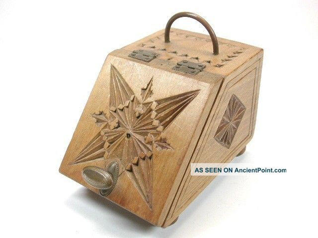Antique Frisian Chip Carved Mini Coal Bin/ Box.  Dutch. Boxes photo