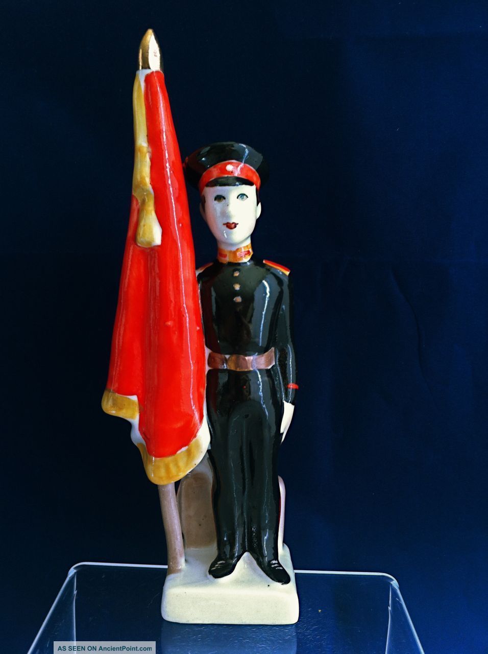Soviet Russian Porcelain Figurine Soldier With A Flag Figurines photo