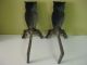 Antique Heavy Arts & Crafts Style Owl Andirons Figural W Yellow Eyes On Branch Hearth Ware photo 2