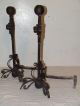Antique 19th C.  Hand Forged Cast Iron Victorian Floral Fireplace Andirons W/rose Fireplaces & Mantels photo 2