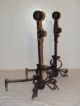Antique 19th C.  Hand Forged Cast Iron Victorian Floral Fireplace Andirons W/rose Fireplaces & Mantels photo 3