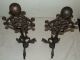 Antique 19th C.  Hand Forged Cast Iron Victorian Floral Fireplace Andirons W/rose Fireplaces & Mantels photo 7