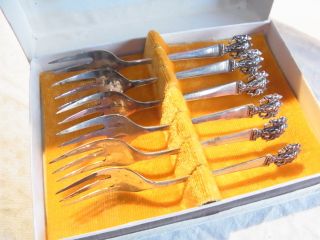 Vintage Siamese Sterling Silver.  925 Set Of Six Forks With Elephant Motif photo