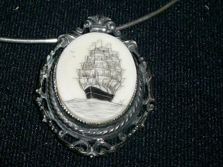 Old Scrimshaw Necklace Or Brooch photo