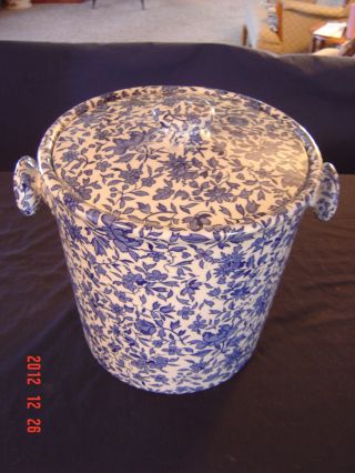 Antique Transferware Chamber Pot/waste Container Blue Floral 11 