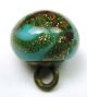 Antique Glass Ball Button Turquoise With Red & Gold Sparkle Design Buttons photo 1